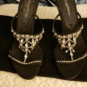 Beverly Feldman Rhinestone High Heel Sandals